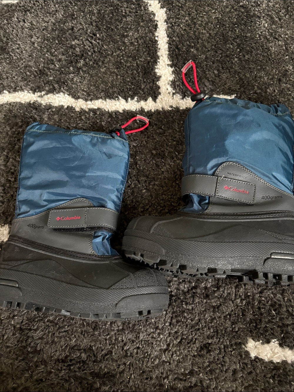 Columbia Boys' Navy Blue and Black Insulated Snow Boots with Red Accents - Picture 2 of 10